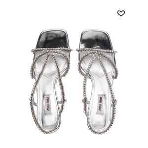 Miu Miu Crystal Embellished Sandals in White - IT38.5 (8.5)